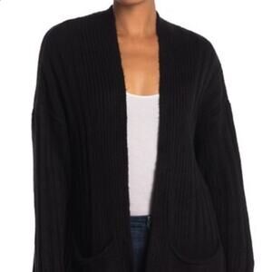 TOPSHOP Black Rib Trim Open Front Cardigan US 14